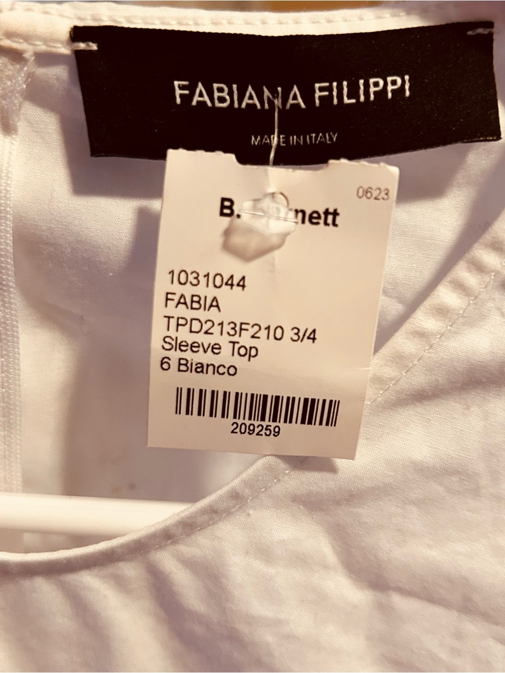 Fabia 3/4 Sleeve Top by Fabiana Filippi — White